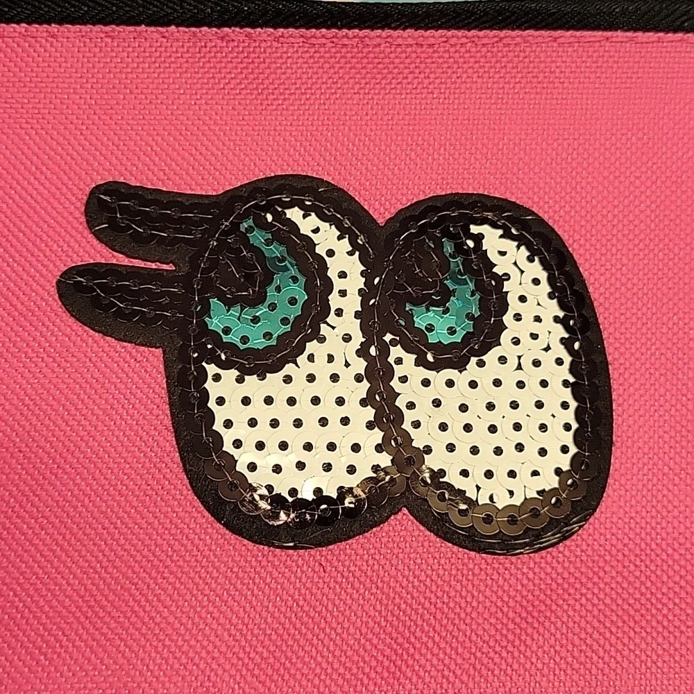Sequin Eyes Pink Cosmetic Bag 8.5x4" - Picture 2 of 2